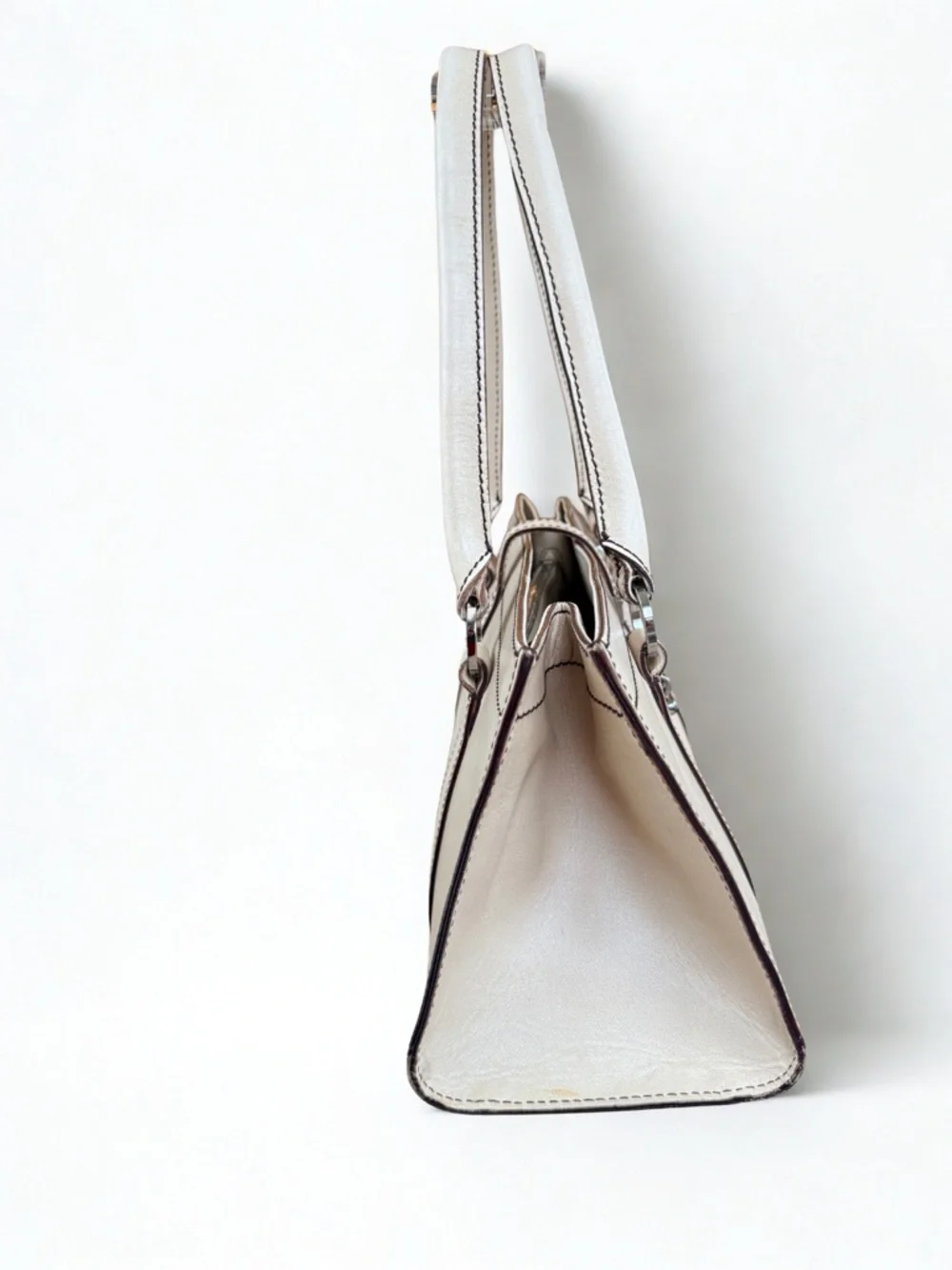 Gucci Cream Leather Tote Shoulder Bag with Silver Hardware